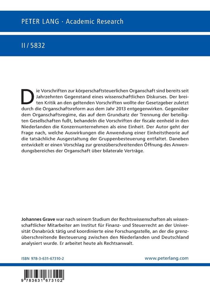 Weitere Ansicht: Fiscale eenheid und Organschaft | Johannes Grave