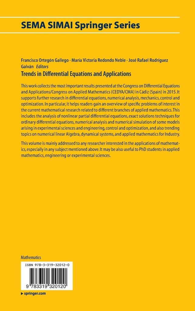 Weitere Ansicht: Trends in Differential Equations and Applications