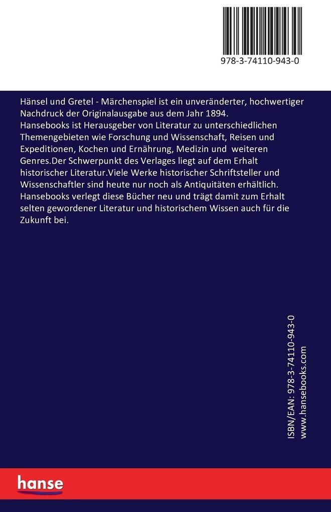 Weitere Ansicht: Hänsel und Gretel | Engelbert Humperdinck, Adelheid Wette