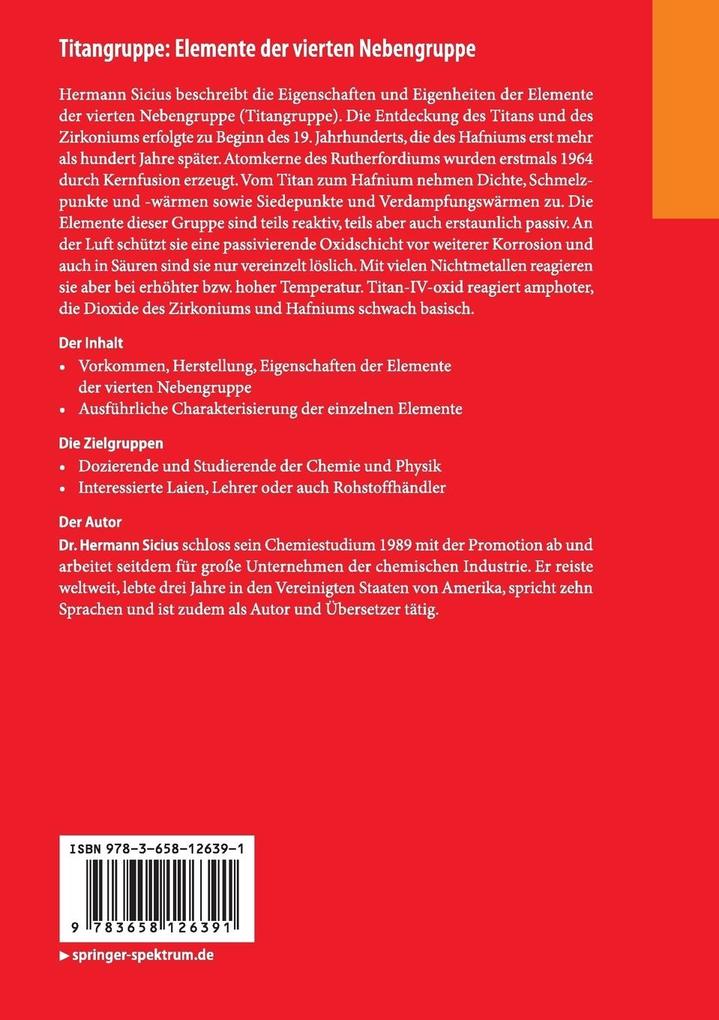 Weitere Ansicht: Titangruppe: Elemente der vierten Nebengruppe | Hermann Sicius