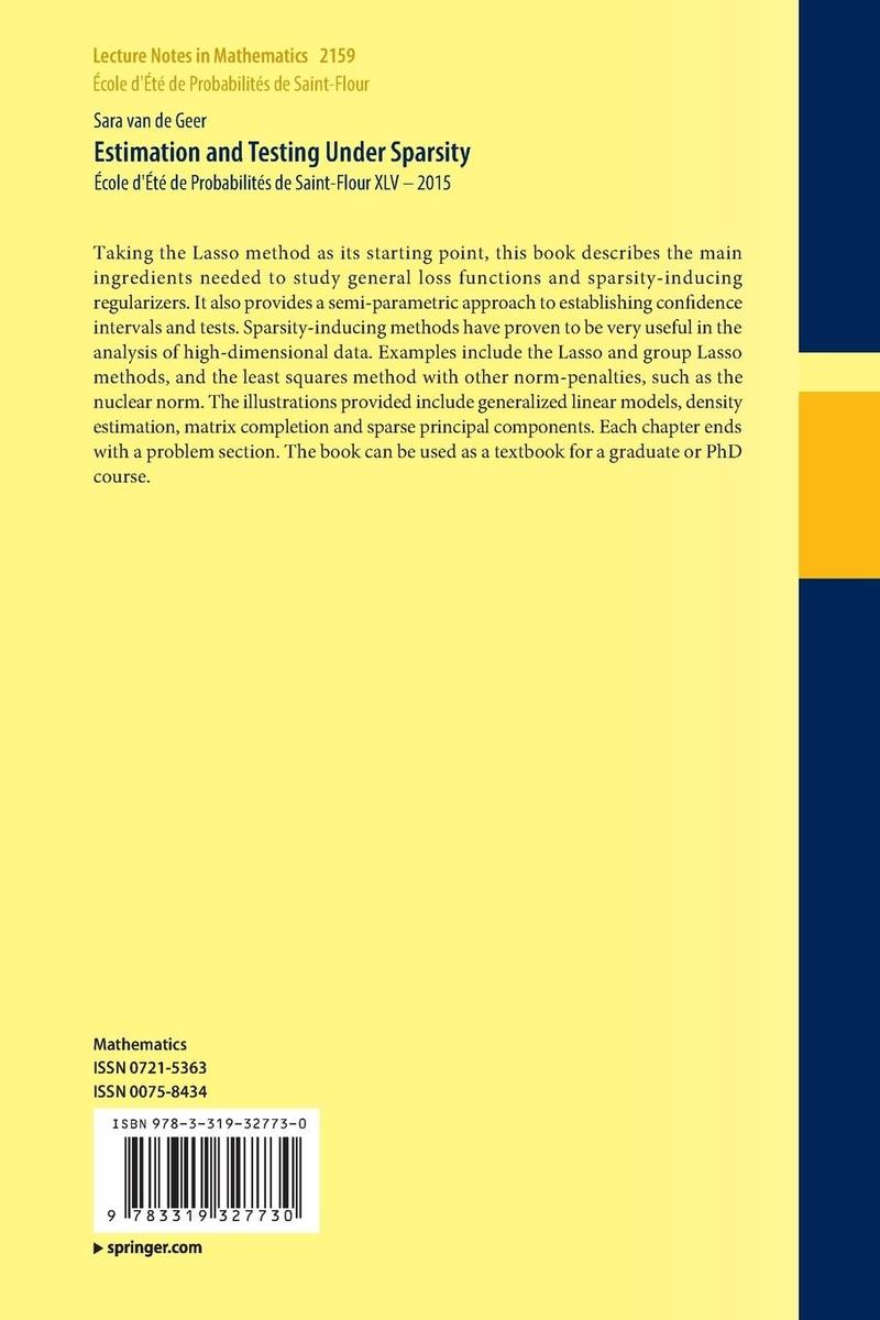 Weitere Ansicht: Estimation and Testing Under Sparsity | Sara van de Geer
