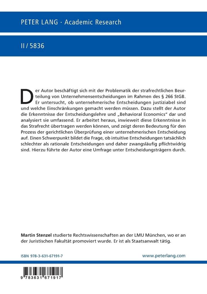 Weitere Ansicht: Risikogeschäfte und strafbare Untreue | Martin Stenzel