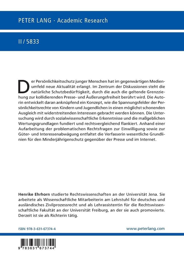 Weitere Ansicht: Persönlichkeitsschutz von Kindern und Jugendlichen | Henrike Ehrhorn