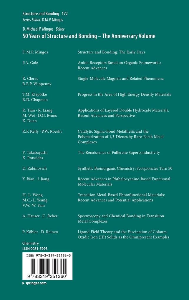 Weitere Ansicht: 50 Years of Structure and Bonding - The Anniversary Volume