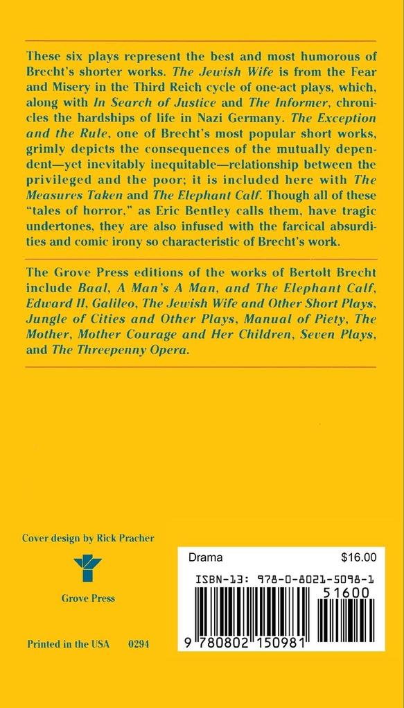 Weitere Ansicht: Jewish Wife and Other Short Plays | Bertolt Brecht