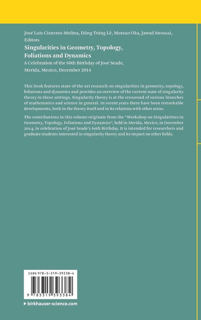 Weitere Ansicht: Singularities in Geometry, Topology, Foliations and Dynamics