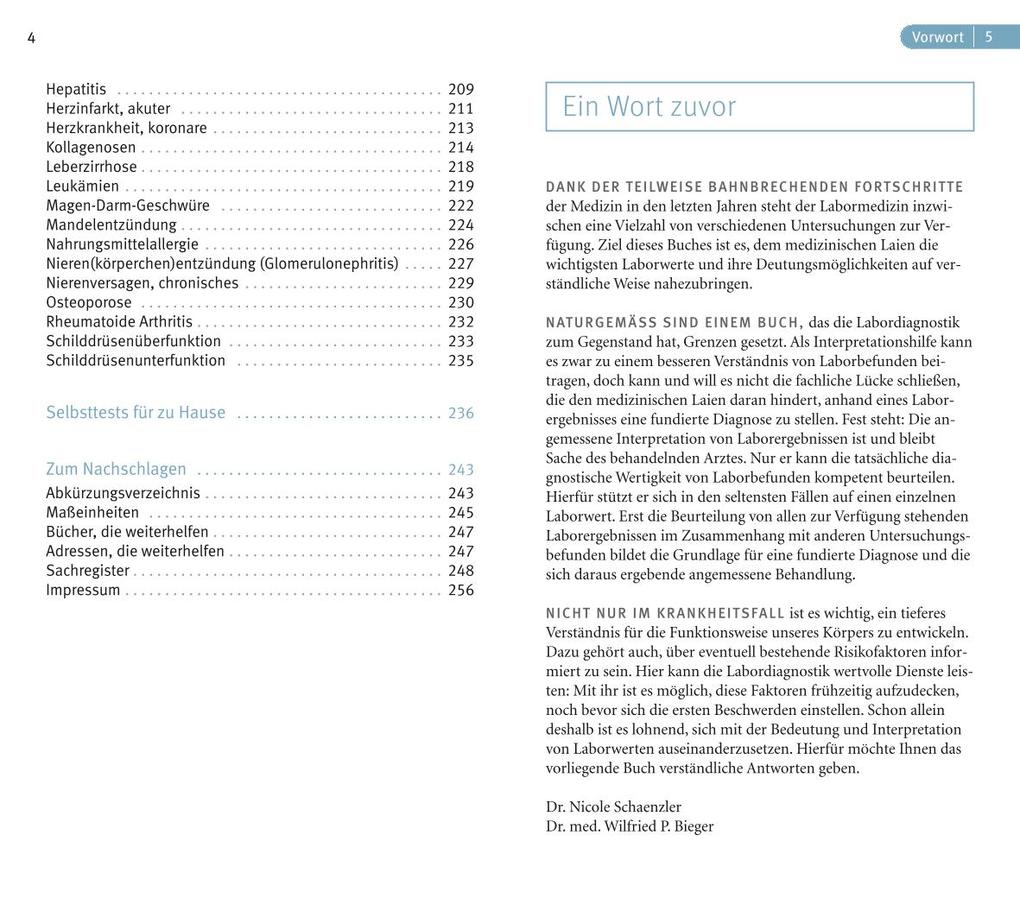 Weitere Ansicht: Laborwerte | , Wilfried P. Bieger, Nicole Schaenzler, Wilfried Bieger