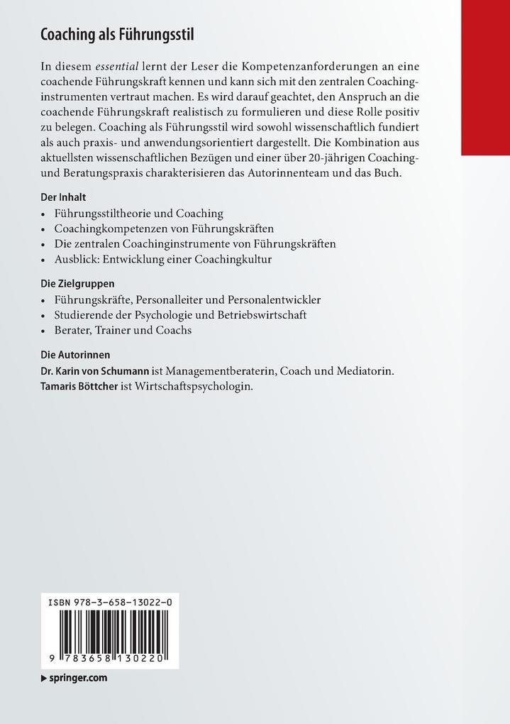 Weitere Ansicht: Coaching als Führungsstil | Karin von Schumann, Tamaris Böttcher