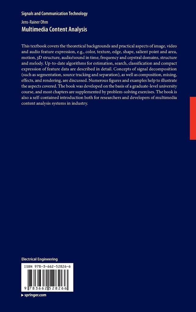 Weitere Ansicht: Multimedia Content Analysis | Jens-Rainer Ohm