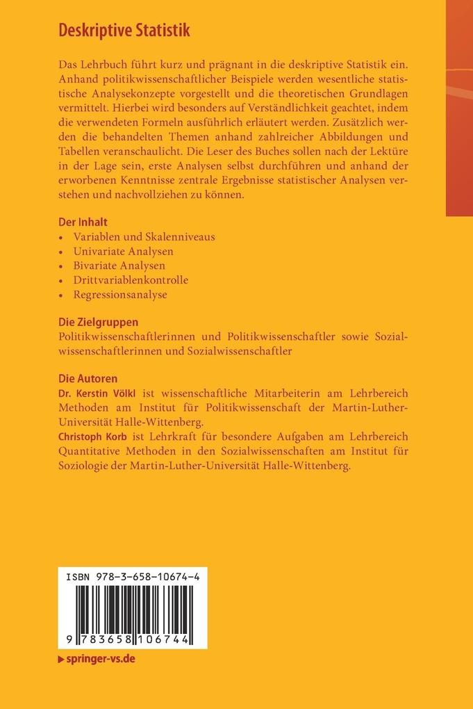 Weitere Ansicht: Deskriptive Statistik | Kerstin Völkl, Christoph Korb