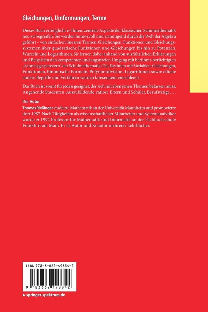 Weitere Ansicht: Gleichungen, Umformungen, Terme | Thomas Rießinger