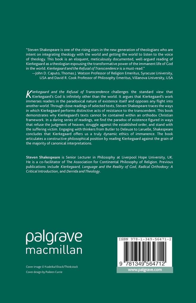 Weitere Ansicht: Kierkegaard and the Refusal of Transcendence | Steven Shakespeare