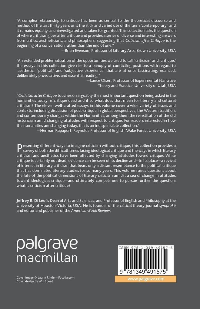 Weitere Ansicht: Criticism after Critique | Jeffrey R. Di Leo