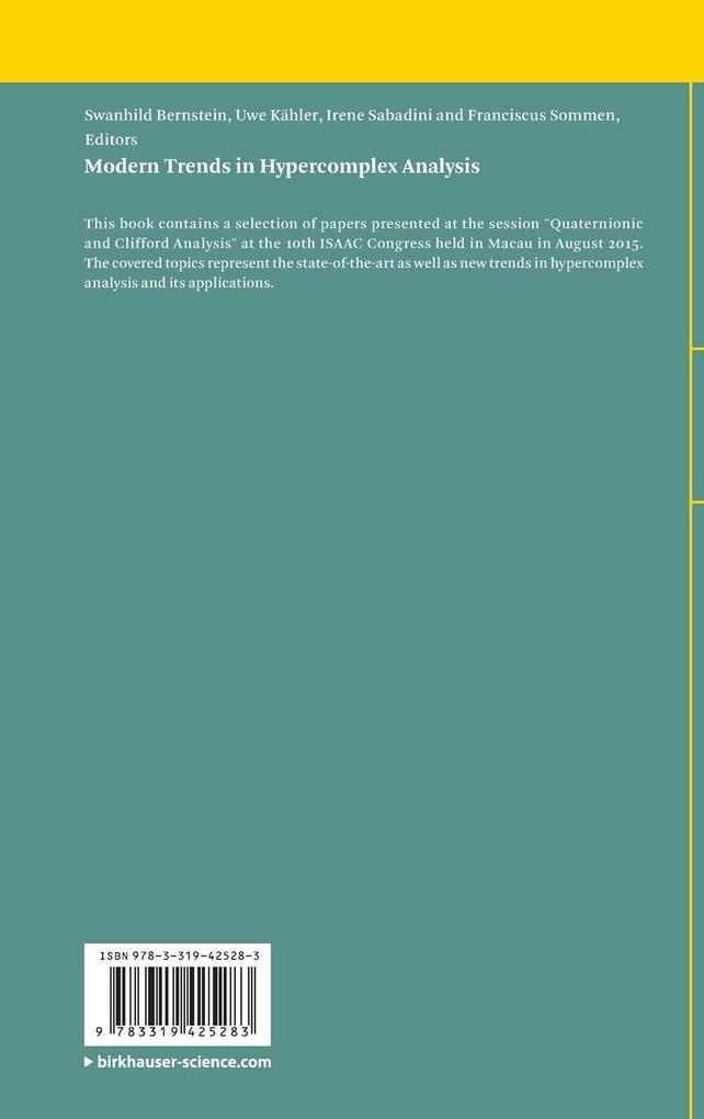 Weitere Ansicht: Modern Trends in Hypercomplex Analysis