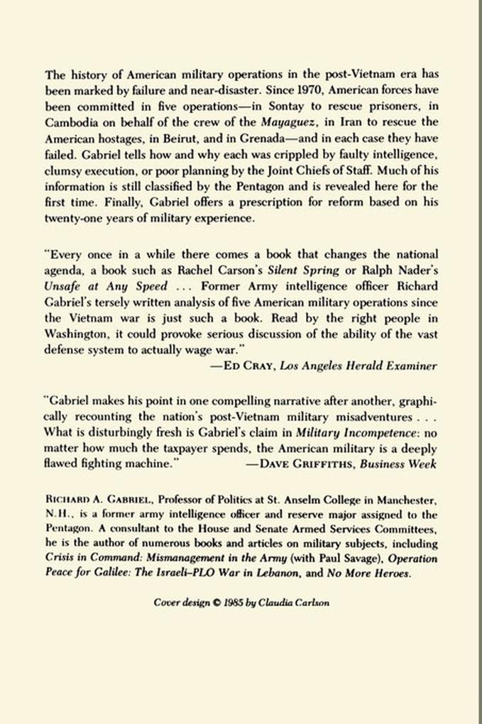 Weitere Ansicht: Military Incompetence | Richard A. Gabriel