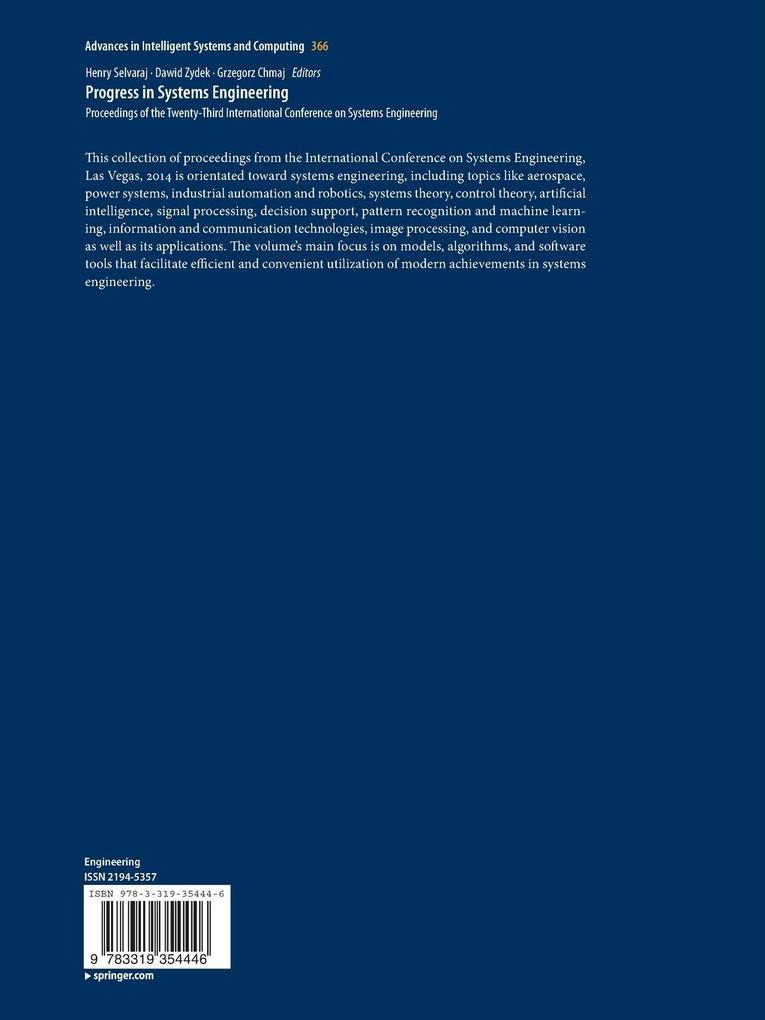 Weitere Ansicht: Progress in Systems Engineering