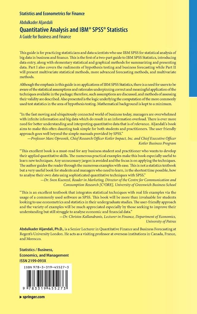 Weitere Ansicht: Quantitative Analysis and IBM® SPSS® Statistics | Abdulkader Aljandali