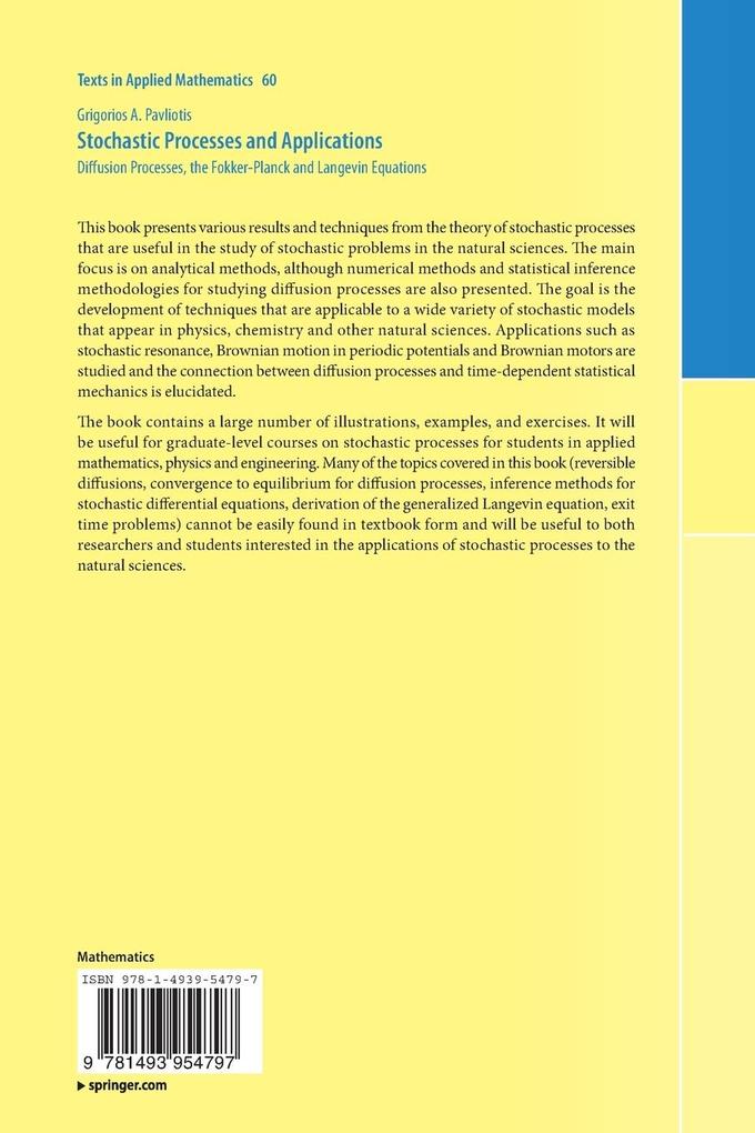 Weitere Ansicht: Stochastic Processes and Applications | Grigorios A. Pavliotis
