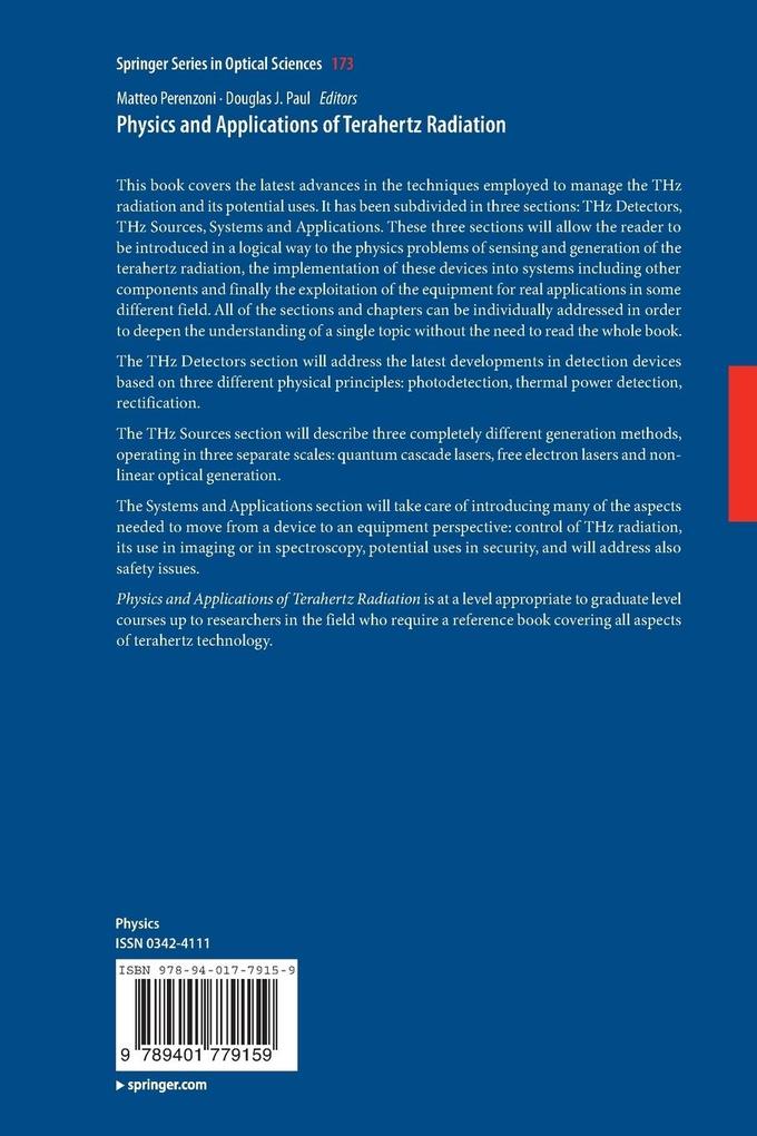 Weitere Ansicht: Physics and Applications of Terahertz Radiation
