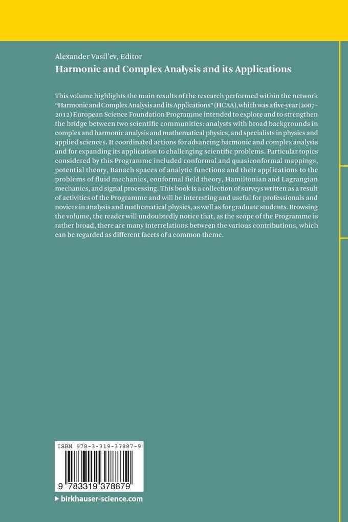 Weitere Ansicht: Harmonic and Complex Analysis and its Applications