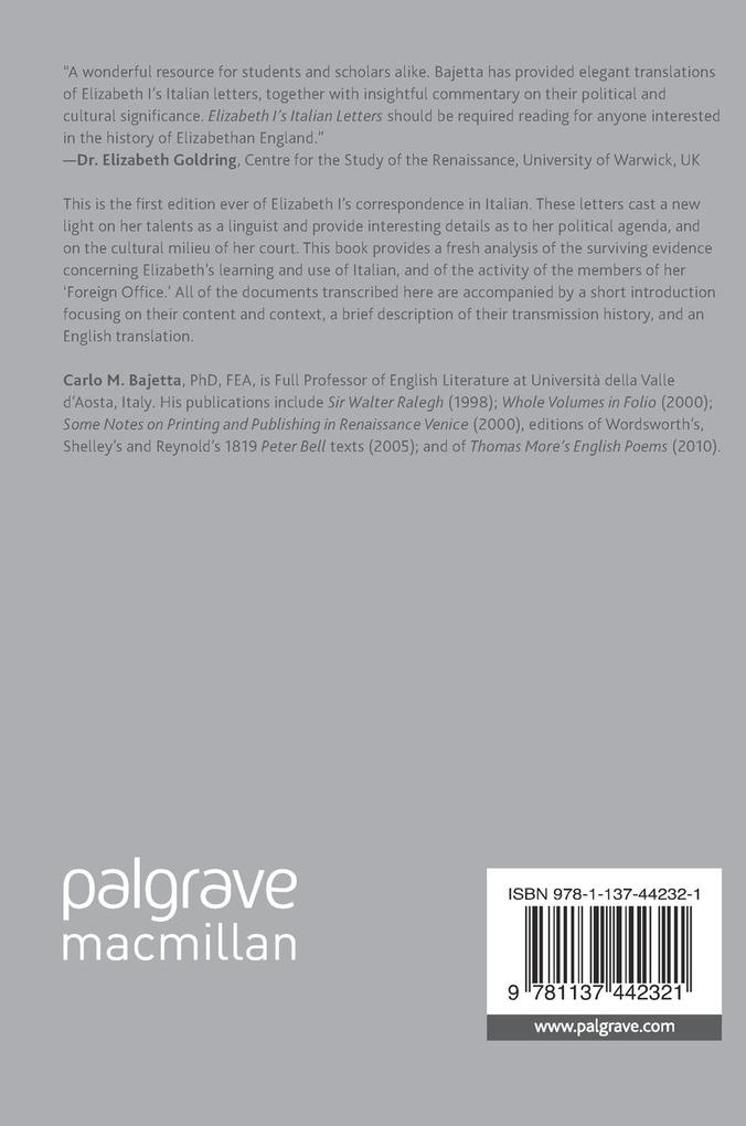 Weitere Ansicht: Elizabeth I's Italian Letters | Carlo M. Bajetta