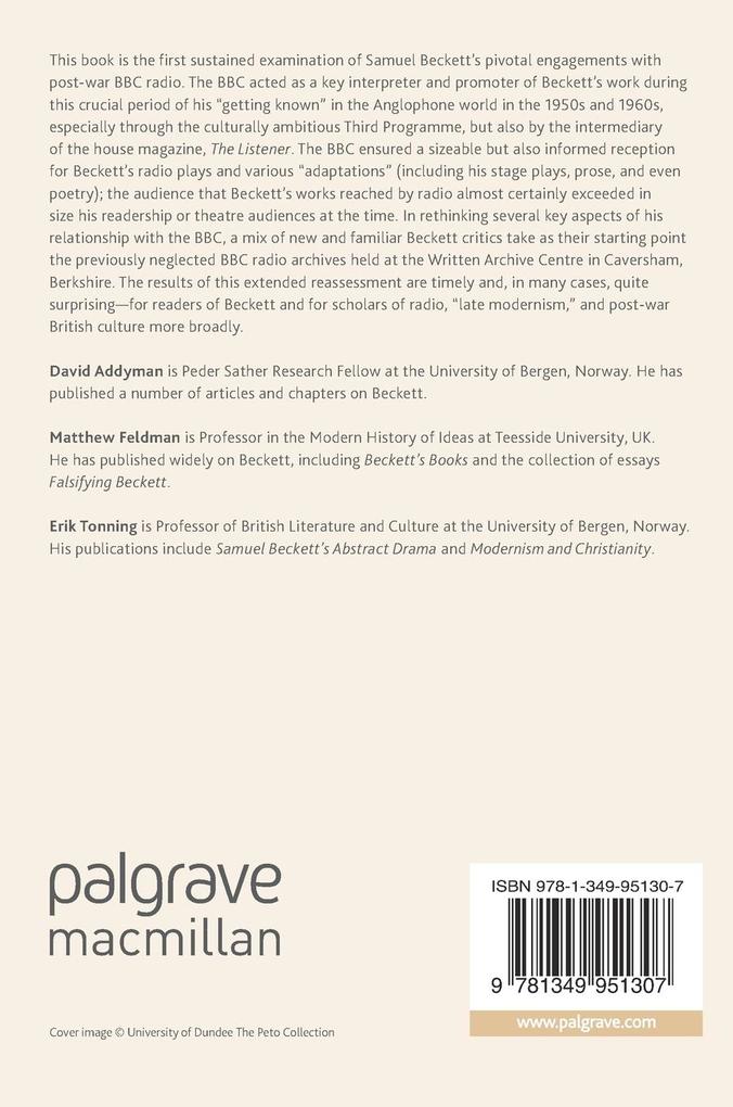 Weitere Ansicht: Samuel Beckett and BBC Radio