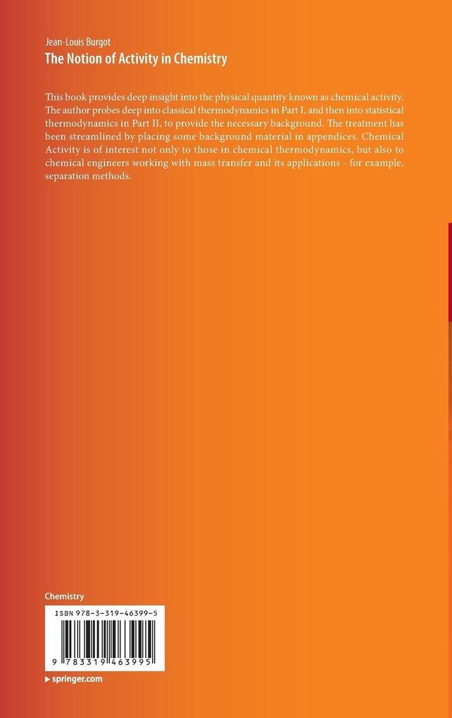 Weitere Ansicht: The Notion of Activity in Chemistry | Jean-Louis Burgot