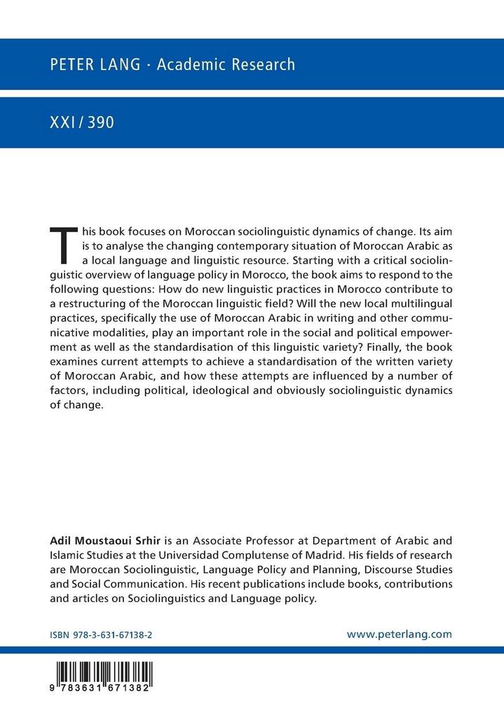 Weitere Ansicht: Sociolinguistics of Moroccan Arabic | Adil Moustaoui Srhir