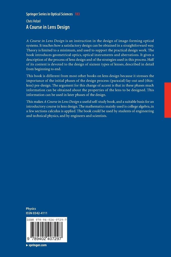 Weitere Ansicht: A Course in Lens Design | Chris Velzel