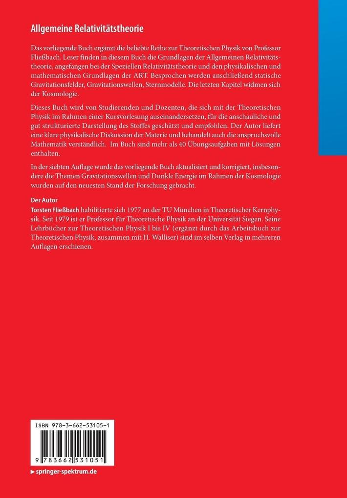 Weitere Ansicht: Allgemeine Relativitätstheorie | Torsten Fließbach