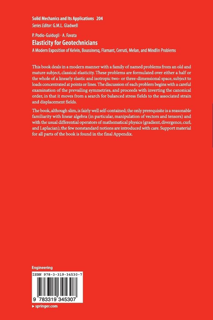 Weitere Ansicht: Elasticity for Geotechnicians | Antonino Favata, Paolo Podio-Guidugli