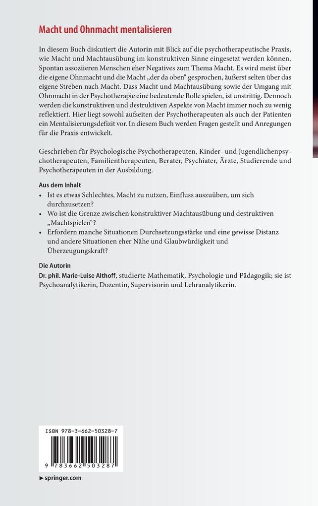 Weitere Ansicht: Macht und Ohnmacht mentalisieren | Marie-Luise Althoff