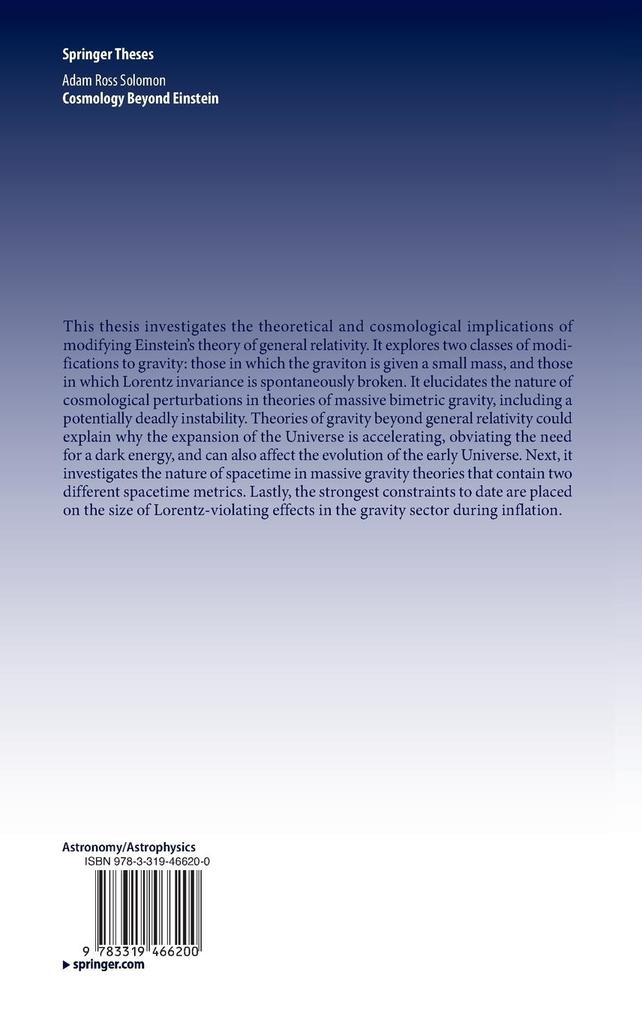 Weitere Ansicht: Cosmology Beyond Einstein | Adam Ross Solomon