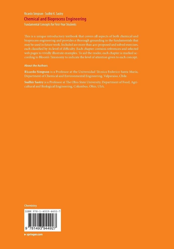 Weitere Ansicht: Chemical and Bioprocess Engineering | Sudhir K. Sastry, Ricardo Simpson