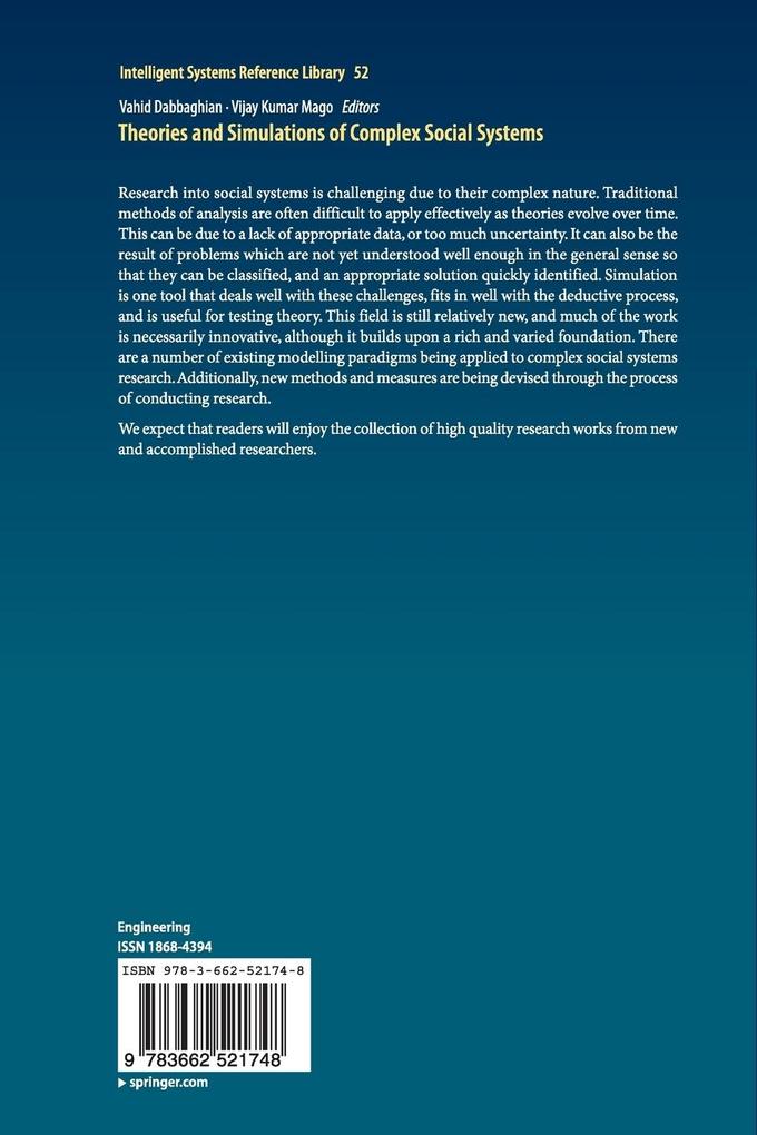 Weitere Ansicht: Theories and Simulations of Complex Social Systems