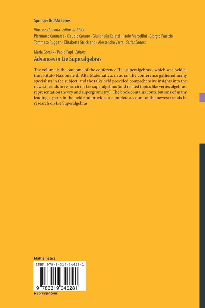 Weitere Ansicht: Advances in Lie Superalgebras