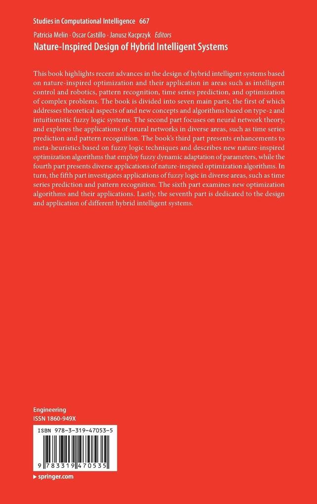 Weitere Ansicht: Nature-Inspired Design of Hybrid Intelligent Systems