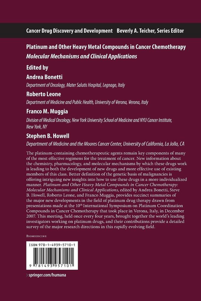 Weitere Ansicht: Platinum and Other Heavy Metal Compounds in Cancer Chemotherapy