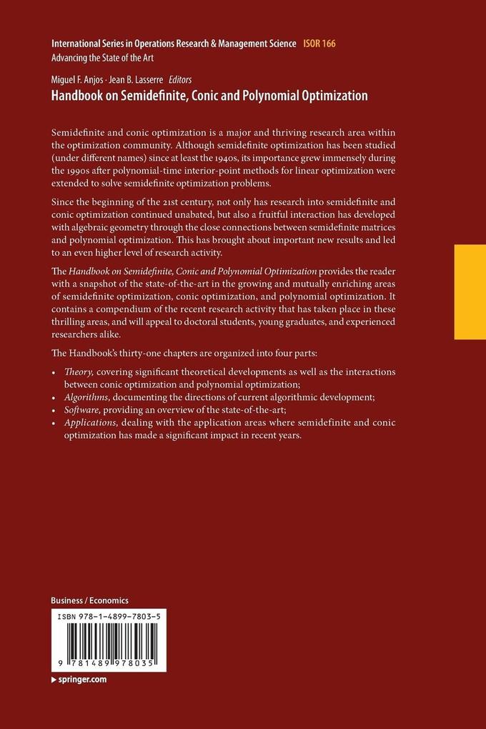 Weitere Ansicht: Handbook on Semidefinite, Conic and Polynomial Optimization
