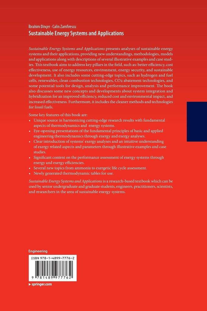 Weitere Ansicht: Sustainable Energy Systems and Applications | Ibrahim Dincer, Calin Zamfirescu