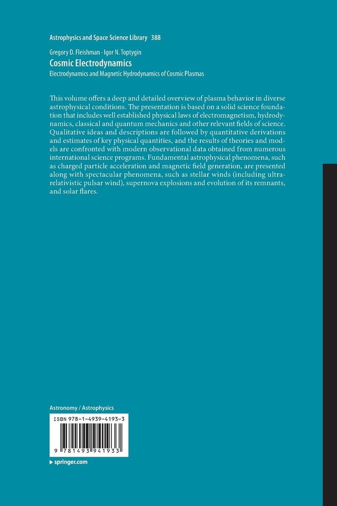 Weitere Ansicht: Cosmic Electrodynamics | Gregory D. Fleishman, Igor N. Toptygin