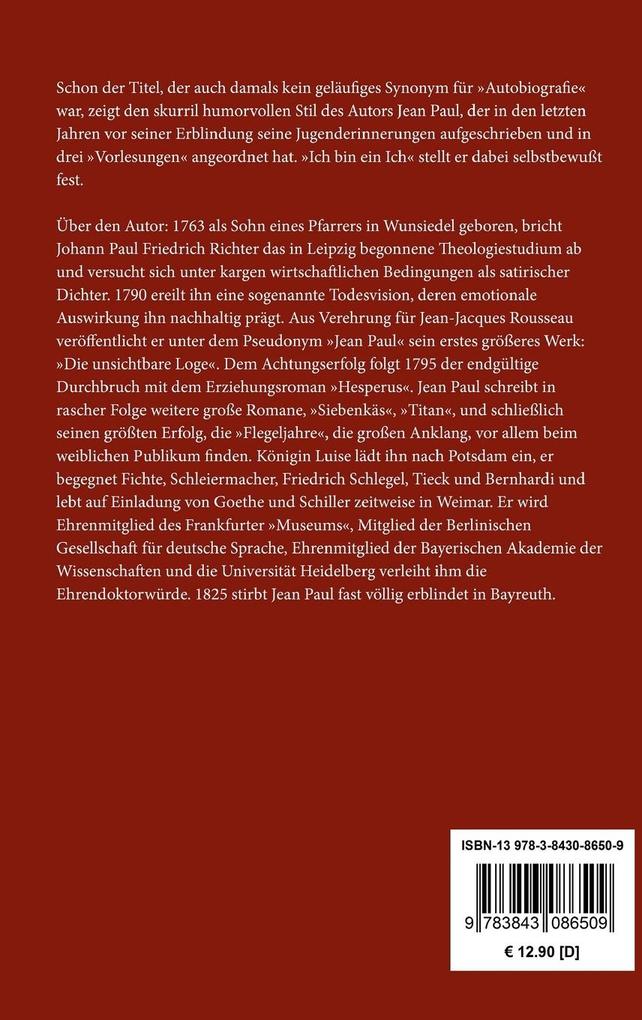 Weitere Ansicht: Selberlebensbeschreibung | Jean Paul