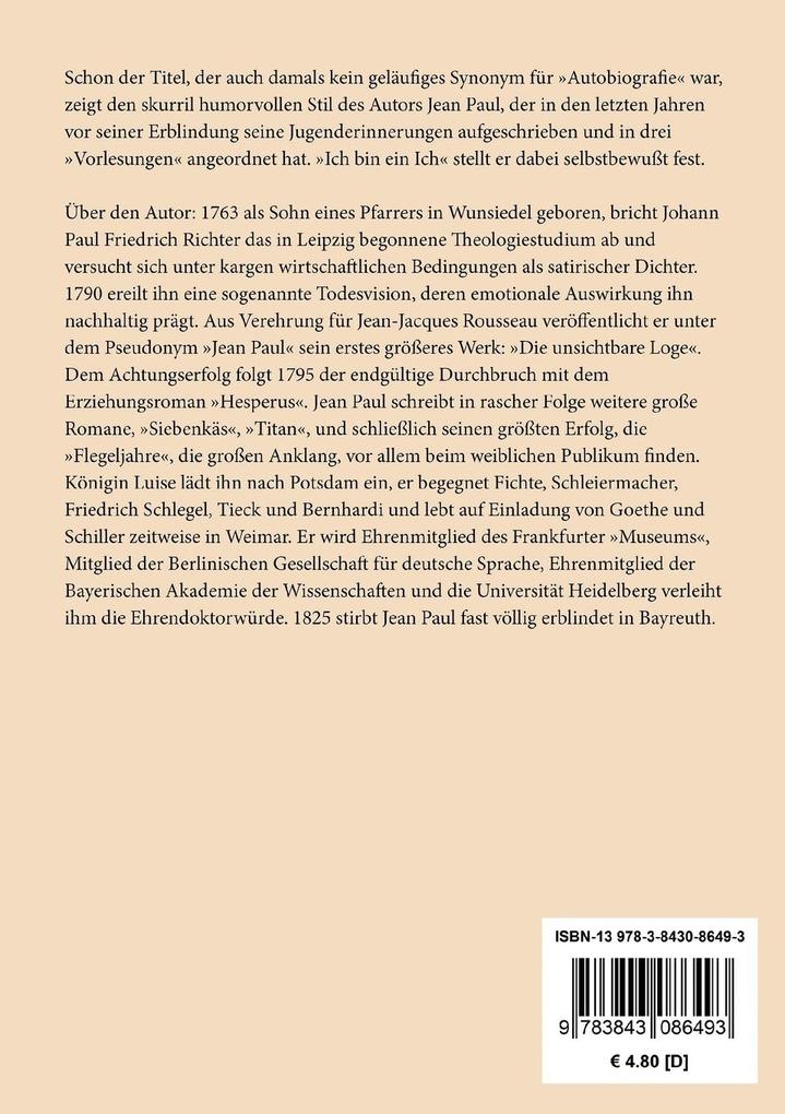 Weitere Ansicht: Selberlebensbeschreibung | Jean Paul