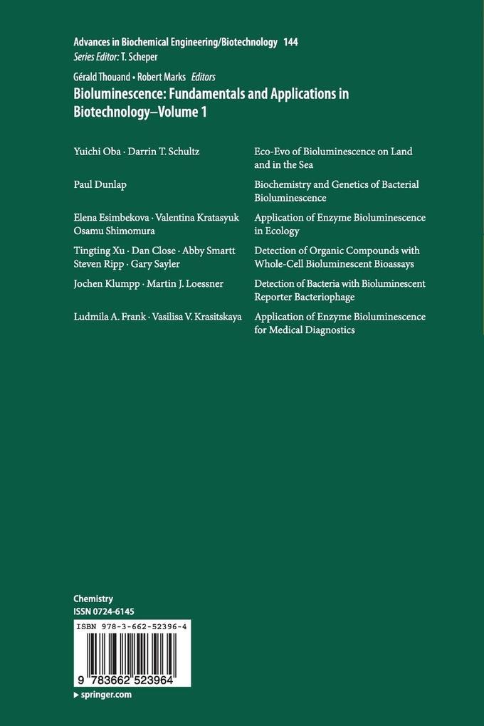 Weitere Ansicht: Bioluminescence: Fundamentals and Applications in Biotechnology - Volume 1