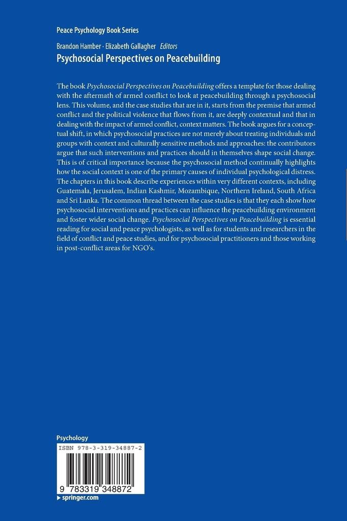 Weitere Ansicht: Psychosocial Perspectives on Peacebuilding