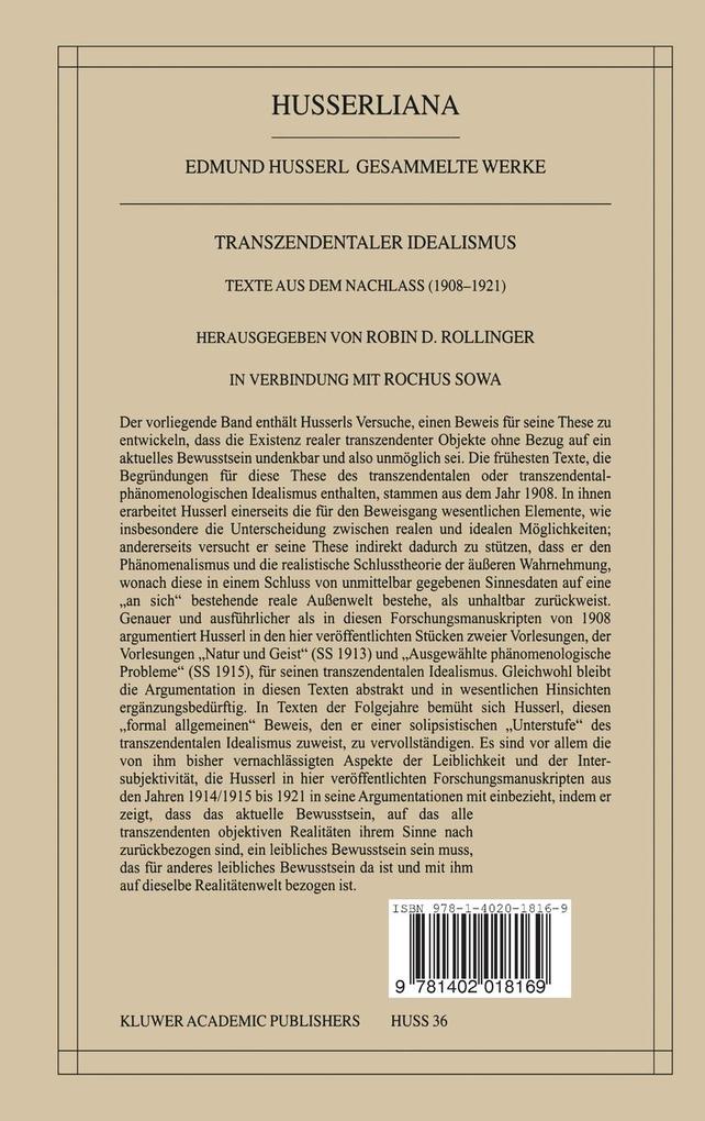 Weitere Ansicht: Transzendentaler Idealismus | Edmund Husserl