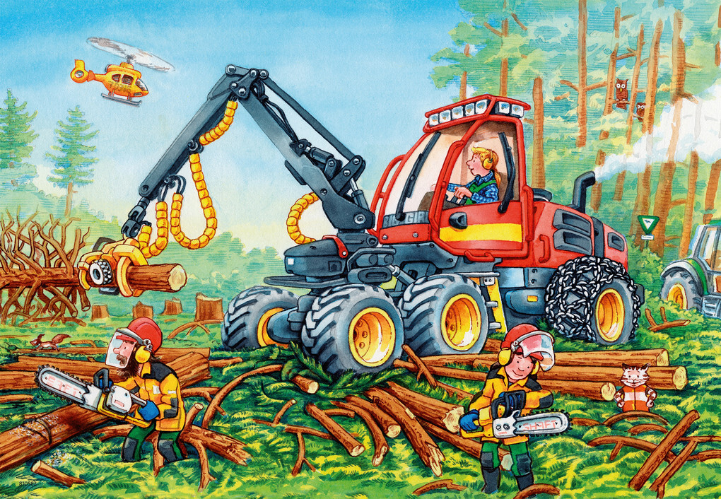 Weitere Ansicht: Bagger und Waldtraktor. Puzzle 2 x 24 Teile