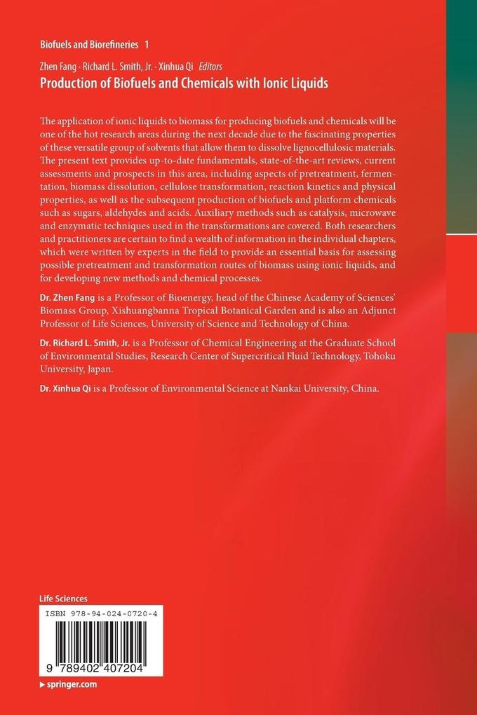 Weitere Ansicht: Production of Biofuels and Chemicals with Ionic Liquids