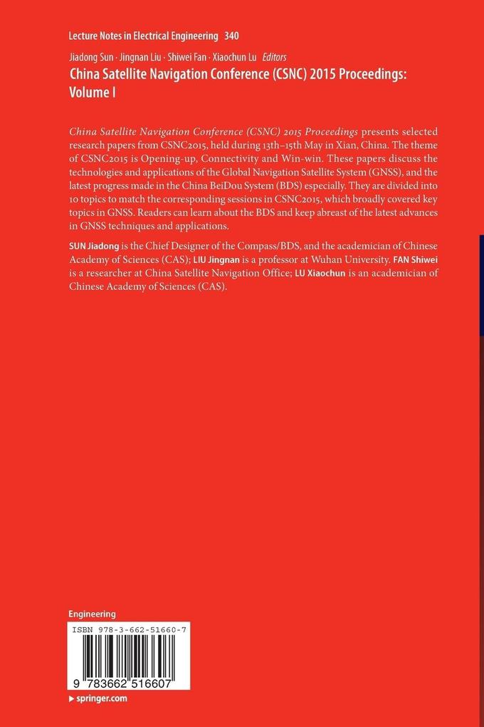 Weitere Ansicht: China Satellite Navigation Conference (CSNC) 2015 Proceedings: Volume I