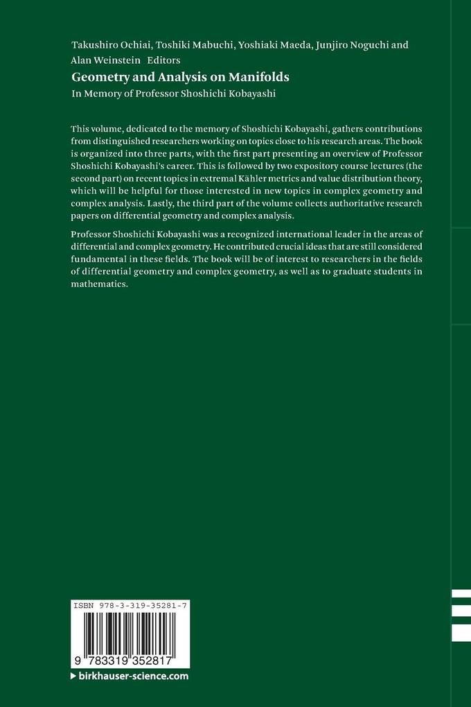 Weitere Ansicht: Geometry and Analysis on Manifolds